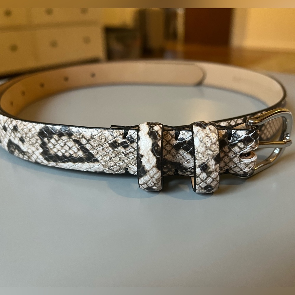 Banana Republic Women’s Leather Snakeskin Animal Print Skinny Belt in XS